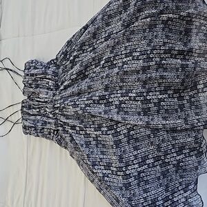 LOVE FIRE strappy dress bone in bustier smocked back for better fit fit & flare